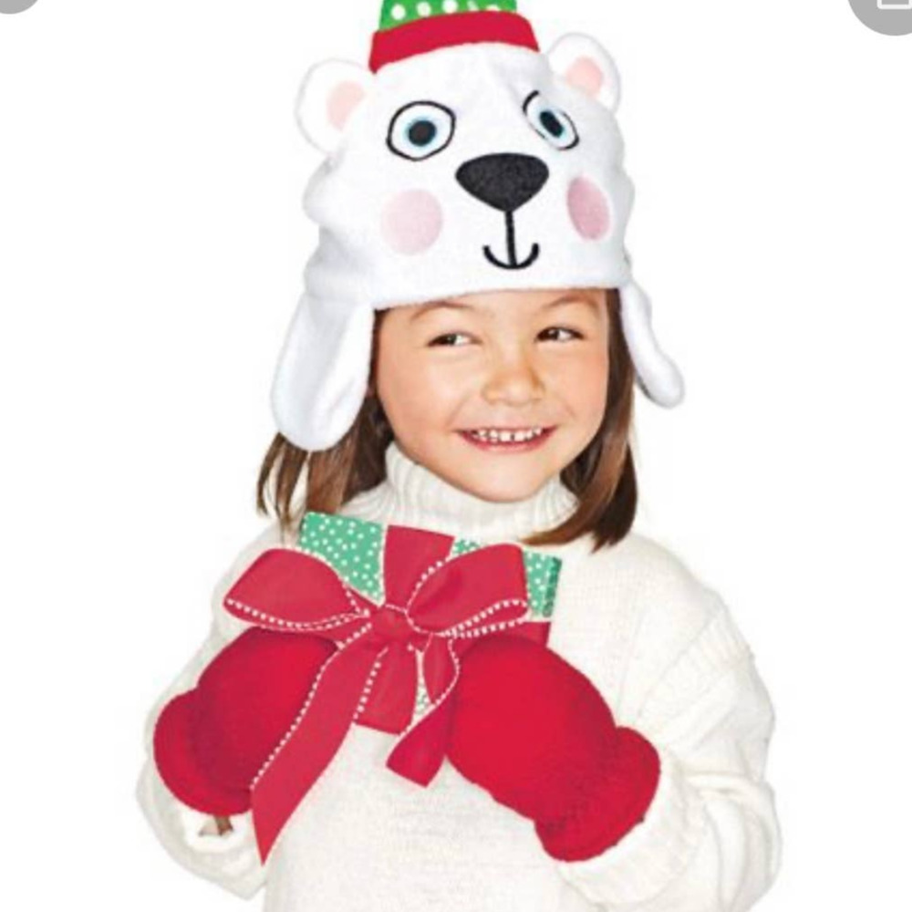 Polar bear hat & mitten set toddler‎ NEW!